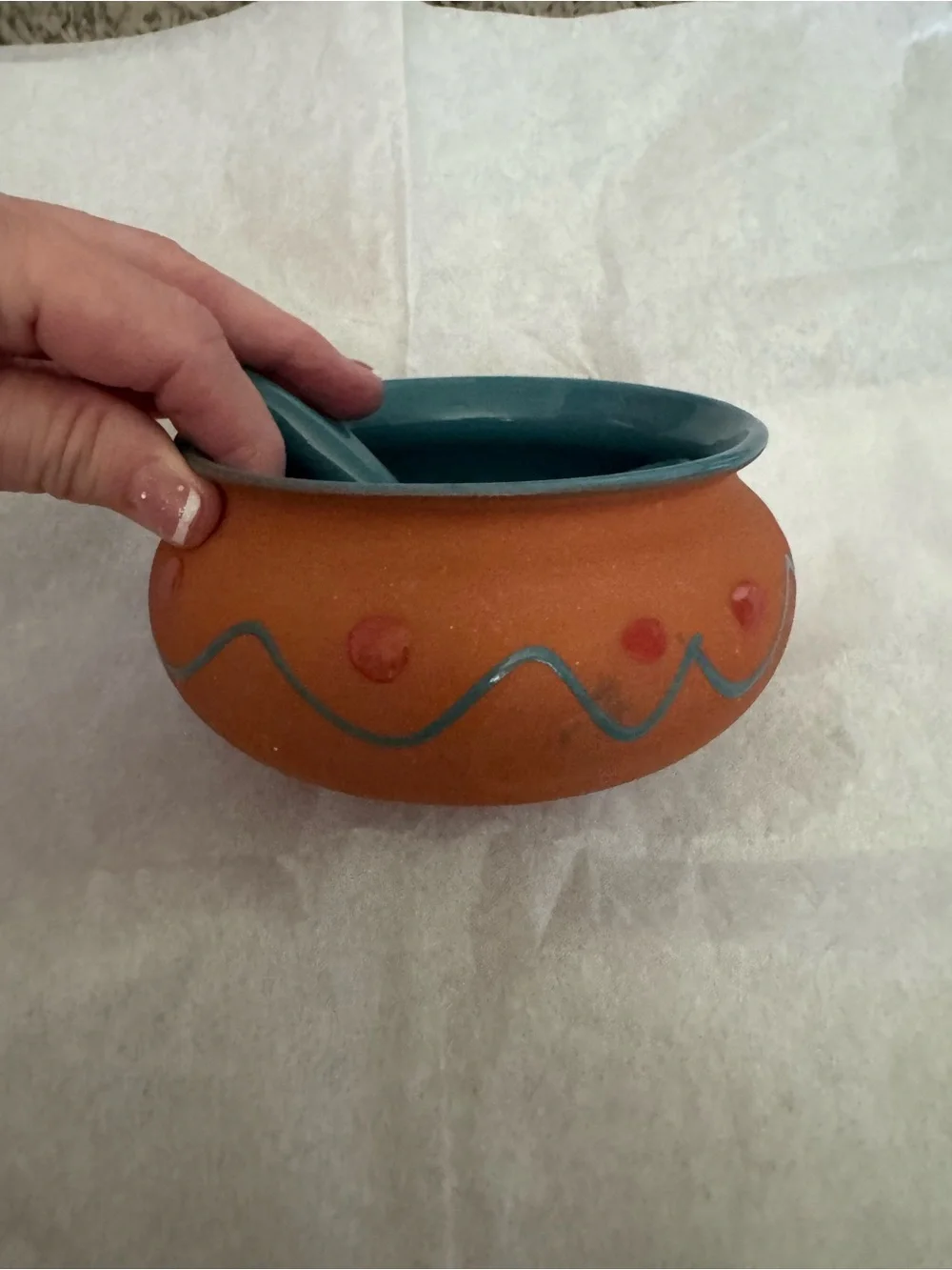 Vintage Himark Portugal Terracotta Salsa Bowl with Ladle
